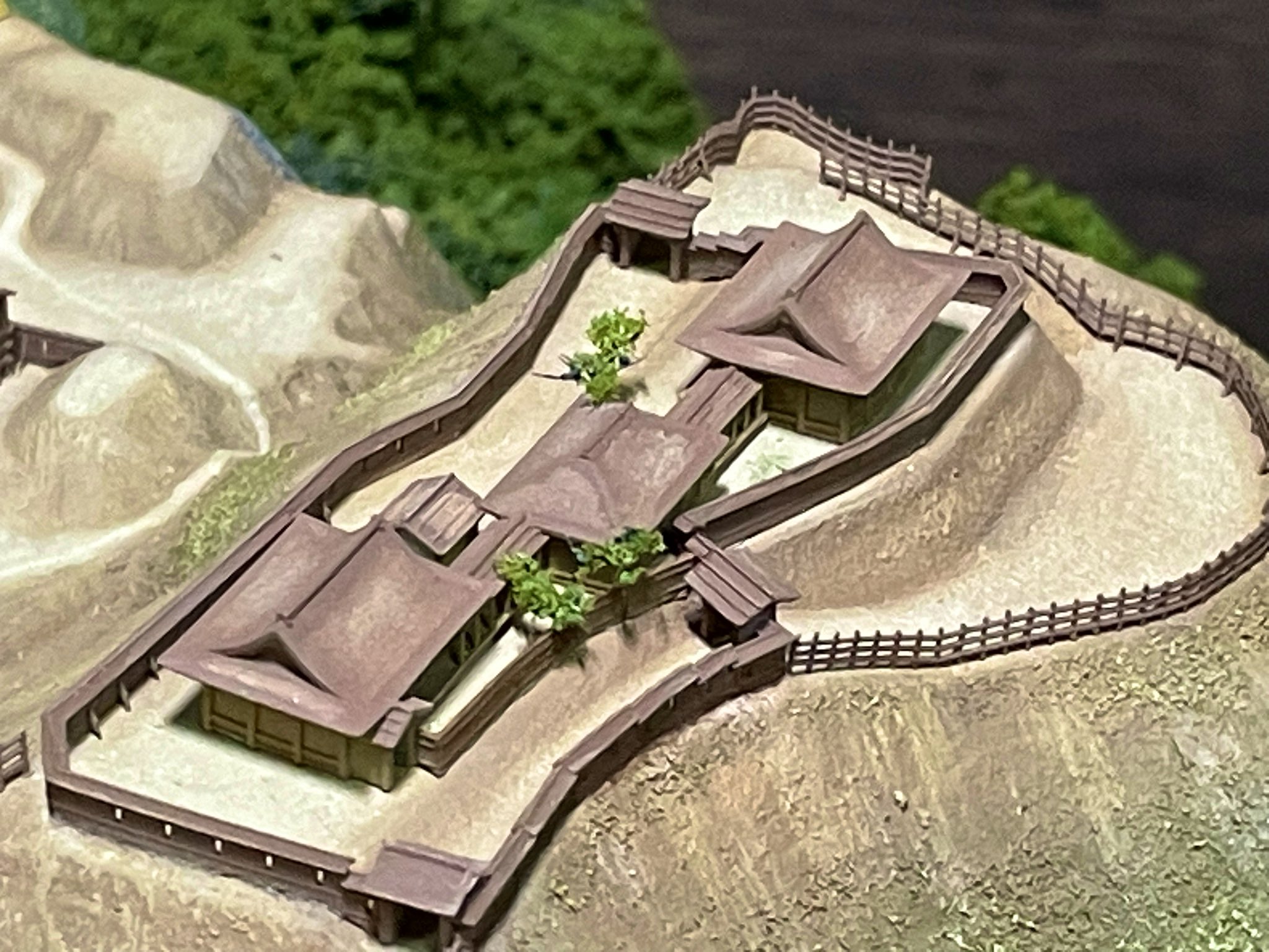 題「古城の景」（押し花作品）城のアート　大きな緑色フレーム付き 題「古城の景」（押し花作品）城のアート 大きな緑色フレーム付き