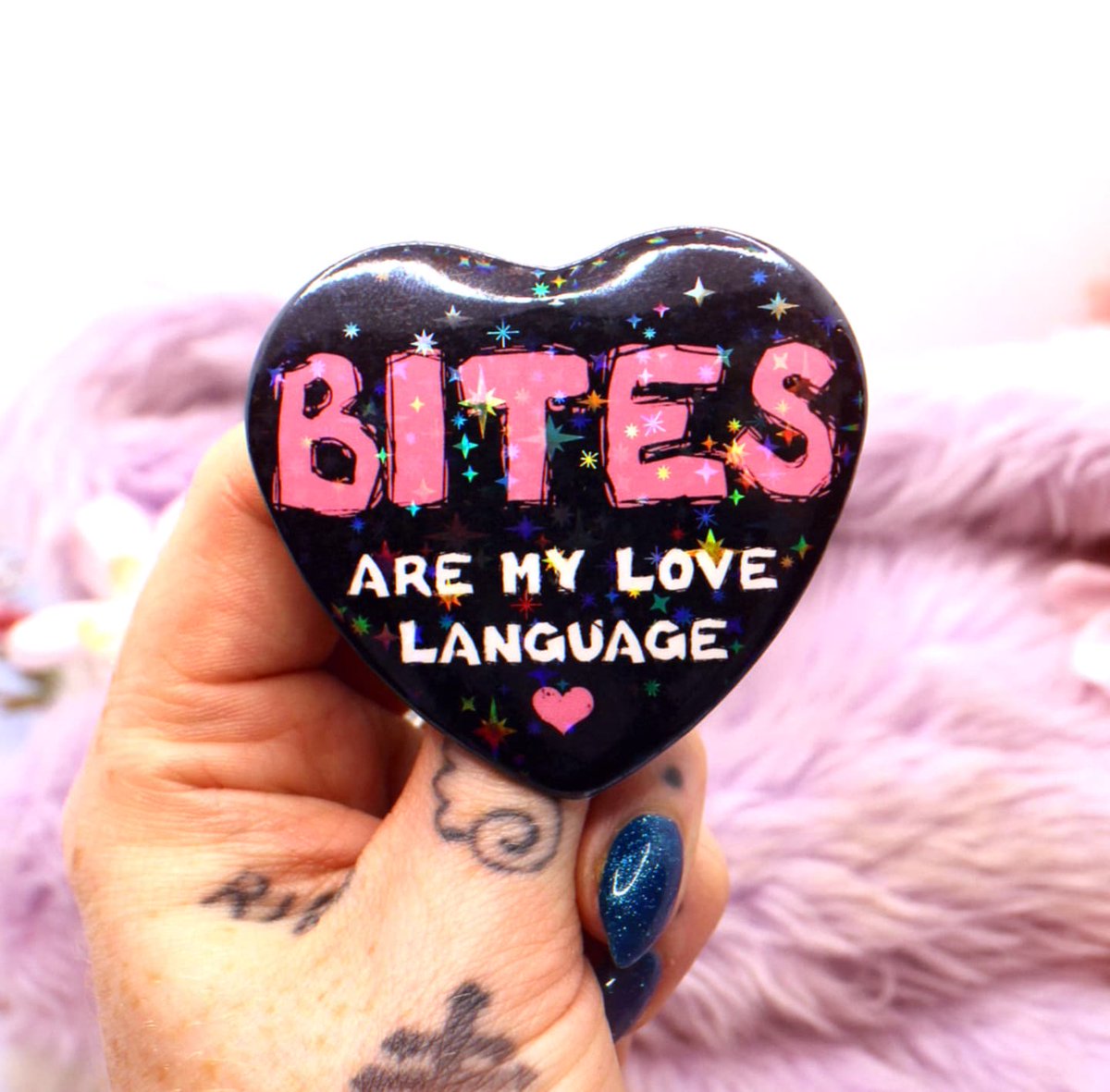occulttrash's tweet photo. Bites are my love language, wbu? 💞
Both this and Yes I bite heart badges are in the shop now wahoo! yippee!!
https://t.co/nwps94SSD4
#bitsexual #biterisk #lovelanguage #smallbusinessuk https://t.co/OkFhtNaHvC