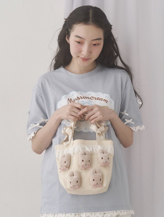 merry jennyマロンクリームミニトートピンク merry jennyマロンクリームミニトートピンク