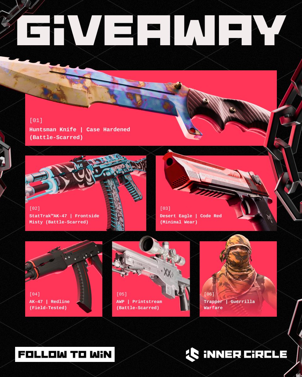 Inner Circle (@incircleesports) on Twitter photo Who wants some skins? We're launching a quick giveaway for our followers
To enter:
- Follow <a href="/InCircleEsports/">Inner Circle</a>
- Retweet this post
- Comment on which skin you’d like to win
Winners will be randomly picked next Thursday. GL Who wants some skins? We're launching a quick giveaway for our followers
To enter:
- Follow <a href="/InCircleEsports/">Inner Circle</a>
- Retweet this post
- Comment on which skin you’d like to win
Winners will be randomly picked next Thursday. GL