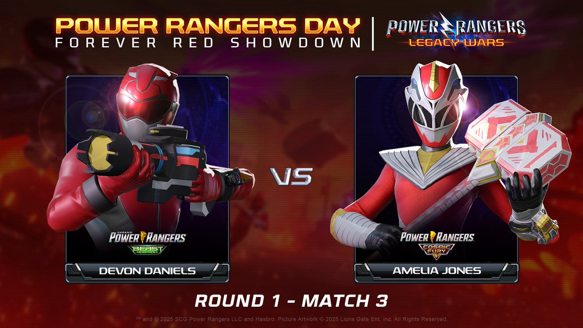 ⚡️ The FOREVER RED SHOWDOWN keeps heating up! ❤️ Today’s clash: DEVON DANIELS vs. AMELIA JONES.
Two modern Red Rangers. One winner. Your vote decides— Cast your vote in the thread below -- you've got 24 hours until the poll closes!