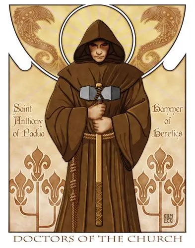 St. Anthony of Padua (and Lisbon!) is known for finding lost things.

But he may be one of the most fearsome defenders of the Catholic Faith who ever lived.

Here’s why this gentle-looking portuguese friar was called the Hammer of Heretics – a 🧵✝️