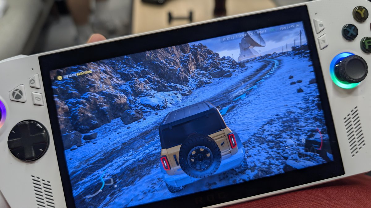 DanielHeithorn's tweet photo. Just had a personal hands-on for the Asus Rog Ally X 💚
With the Xbox horns it feels naturally to play Xbox in your hands!
The FPS are smooth, Doom 50fps, Forza Horizon 5 on the smaller Ally up to 60fps!
Something great to expect
#xboxgamescom
#gamescom
#DrWindows https://t.co/Sv7Xg2TQ5I