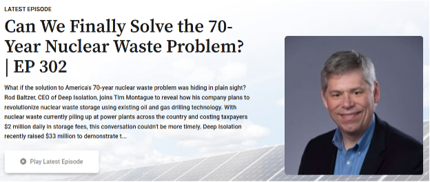 Did you know the U.S. spends $2 million every day storing nuclear waste at power plants — with no permanent solution after 70 years? Rod Baltzer shares how our mile-deep borehole technology can finally solve this challenge on the Clean Power Hour podcast. 
youtube.com/watch?v=Ahk95X…