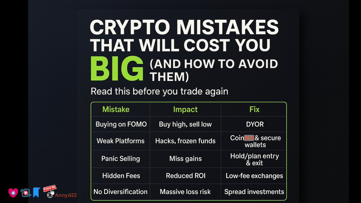 Most people don’t lose money in crypto because of market crashes…

They lose it because of avoidable mistakes.
Here’s the Crypto Survival Guide every trader needs.

Read this before your next trade.👇
#LearnKaroCryptoKaro #CryptoTips