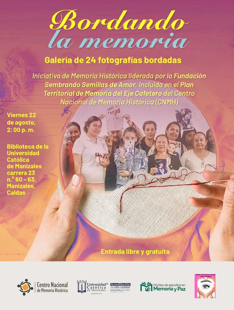 Muy Condimentada (@muycondimentada) on Twitter photo Mira este evento tan hermoso que <a href="/CentroMemoriaH/">Centro Nacional de Memoria Histórica</a> y la Universidad Católica de Manizales van a realizar este viernes <a href="/animesa/">Ana María Mesa Villegas</a> Mira este evento tan hermoso que <a href="/CentroMemoriaH/">Centro Nacional de Memoria Histórica</a> y la Universidad Católica de Manizales van a realizar este viernes <a href="/animesa/">Ana María Mesa Villegas</a>