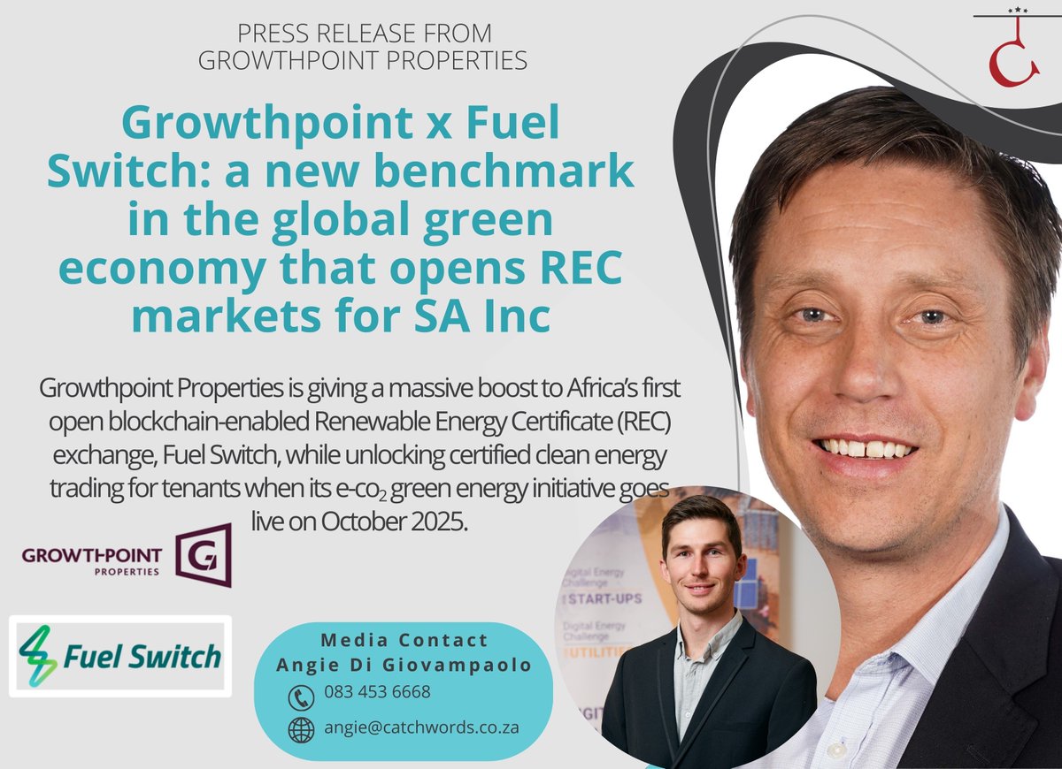 WriteCatchwords's tweet image. Green energy trading made simple for @growthpoint  tenants

Read the full story here: catchwords.prowly.com/420010-growthp…

#GreenEconomy #RECs #SustainabilityReporting #Scope2Emissions #CorporateSustainability #FuelSwitch