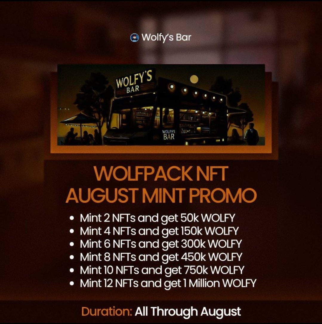 CreteLife1's tweet photo. Tomorrow is payday for The WOLFPACK 🤑 Have you #minted your #NFT yet? Join in on the #AirdropToken of $WOLFY from @WolfysBar
https://t.co/XVU6c5fbjL
https://t.co/E6xKBCmmX7
MINT
https://t.co/Zda04c2XgG https://t.co/EfSNxTNWMn