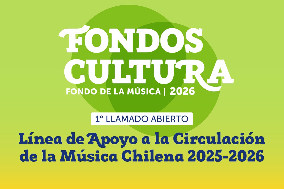 📆 Participa en la convocatoria de la Línea de Apoyo a la Circulación de la Música Chilena del Fondo de Fomento de la Música Nacional 2025.

Circulación nacional, Circulación internacional y Asistencia a ferias y mercados internacionales.

Bases en  fondosdecultura.cl