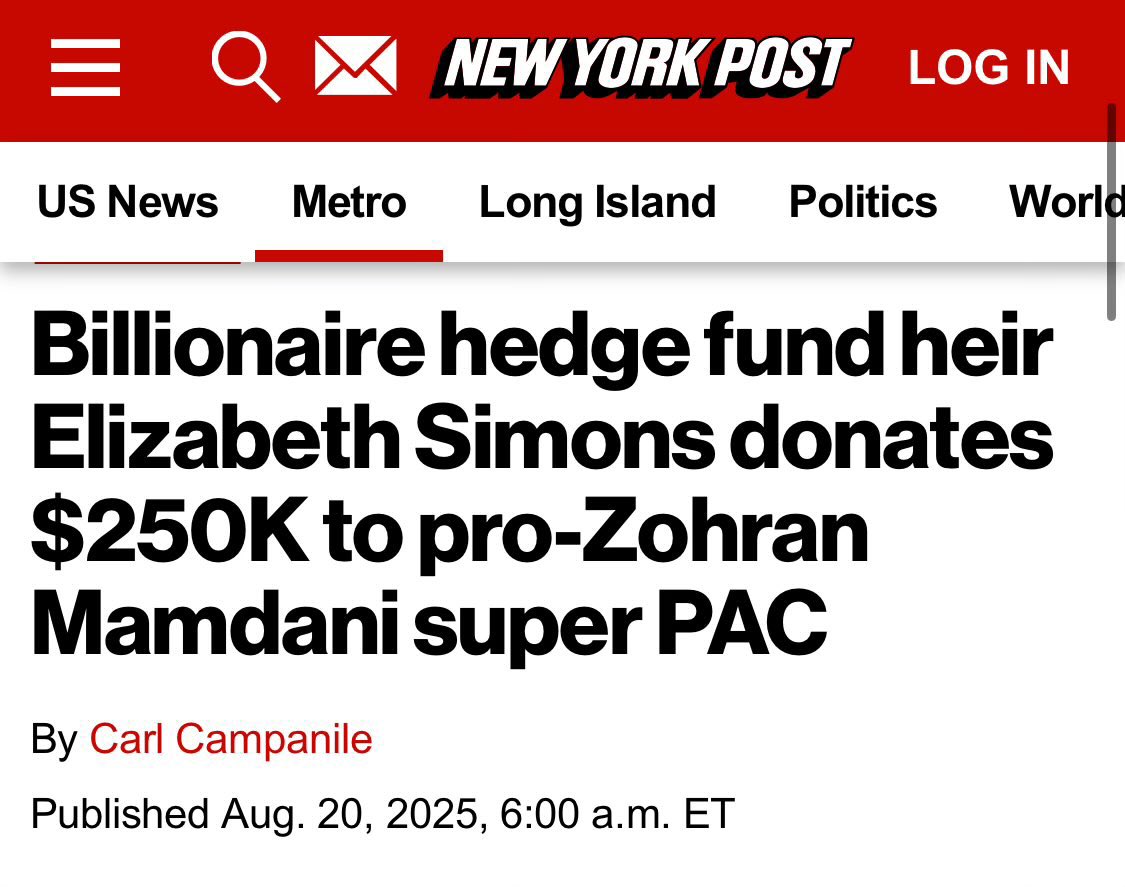 But, but, but….billionaires are bad. Unless they want to give me money. 🙄

This guy is such a fake. Wake up, NYC. 

#Mamdani 
#MamdaniIsAFraud