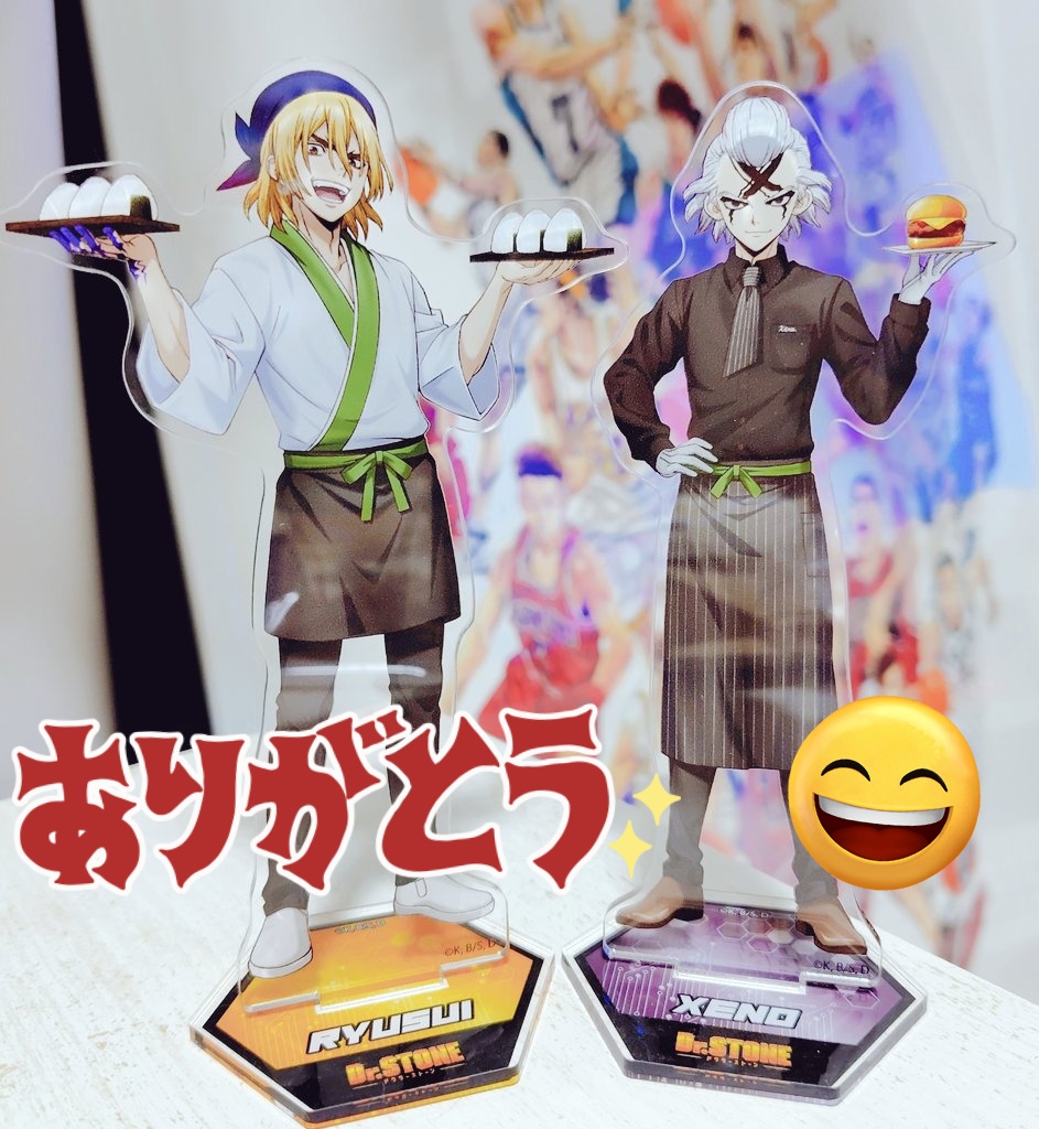 そそこれ言わされてるセンク-さんほんとすき🎶全部ホログラム嬉しすぎ🎶裏のキービジュもありがたすぎ🎶アスクタ可愛い🎶ありがとうコラボ🍙🍔 