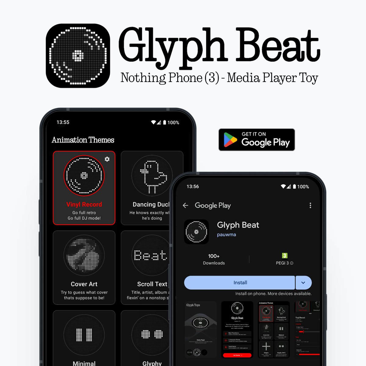 Glyph Beat is NOW AVAILABLE! 🥳🎉

Now on Google Play ⬇️ #Nothing