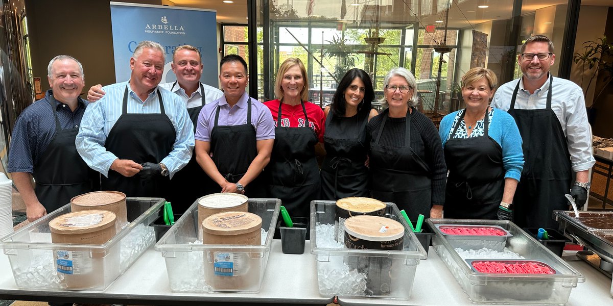 ArbellaIns's tweet photo. Arbella's executive team held an ice cream sundae fundraiser for the Jimmy Fund Radio-Telethon! The Arbella Activities Committee gathered donations from employees which the Arbella Insurance Foundation matched in support of @DanaFarber and @TheJimmyFund. 🍦 #KCANCER https://t.co/4hAMWU2xA4