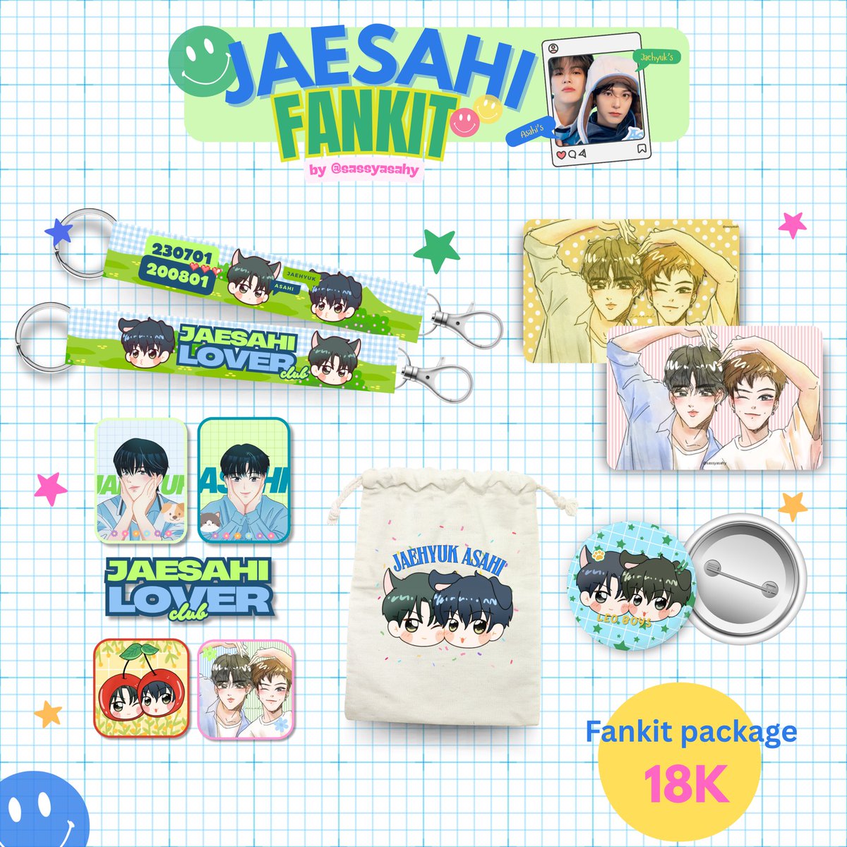 Halo halo kalo lewat boleh tolong rt and like♡

Interest check~

aku mau open po 01 Home card holder, klip chibi jaehyuk asahi daaaan fankit jaesahi buat yang kmarin belum kebagian

yg mauu bole drop usn nya yaa biar ku tag pas nanti open fast po tanggal 25/8

makasyyy❤️