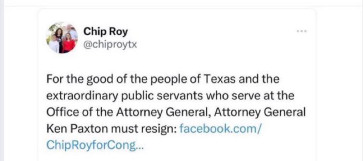 <a href="/chiproytx/">Chip Roy</a> <a href="/seanmdav/">Sean Davis</a> Well I’ll be, it’s the same damn Chip Roy running for AG and sounding tough. Chip is more Texas rino with a passion to hear his own floor speeches