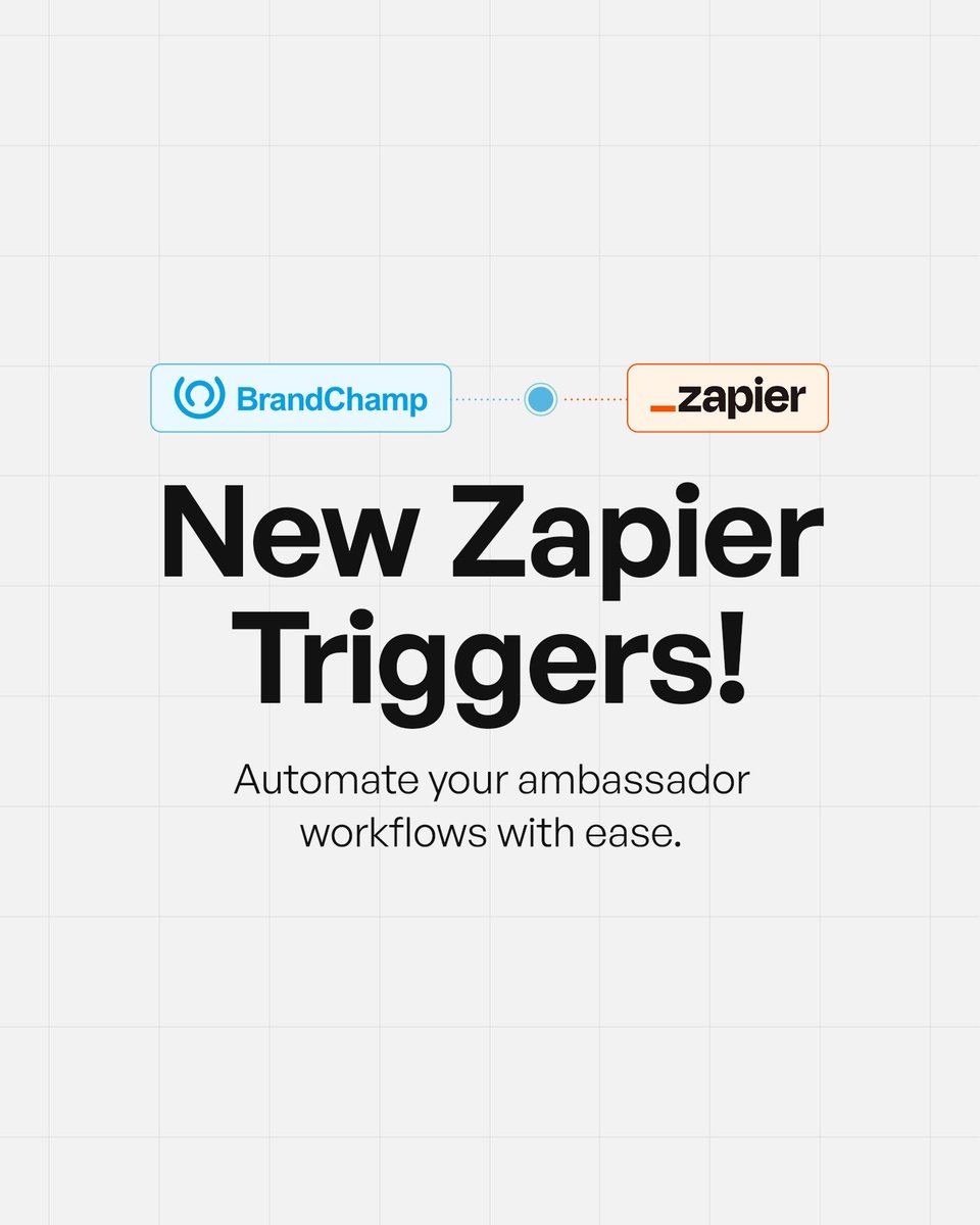 brandchamphq's tweet photo. 🚀 Exciting News!

We’ve added 3 new Zapier triggers to help you automate even more of your ambassador workflows
From tracking submissions to rewarding referrals, you can connect BrandChamp with 5,000+ apps; no coding needed.
https://t.co/TePLoS3CDf https://t.co/2IOgyQJ6hD