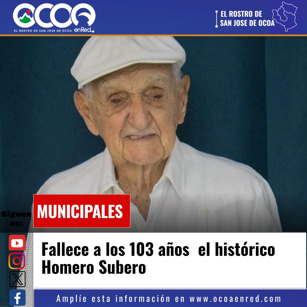 Ocoaenred (@ocoaenred) on Twitter photo Falleció este jueves, a la edad de 103 años, don Homero Subero, considerado uno de los ocoeños más destacados y recordados en la historia de Ocoa.
#OcoaEnRed #SanJosedeOcoa <a href="/jorgesuberoisa/">Jorge A. Subero Isa</a> Falleció este jueves, a la edad de 103 años, don Homero Subero, considerado uno de los ocoeños más destacados y recordados en la historia de Ocoa.
#OcoaEnRed #SanJosedeOcoa <a href="/jorgesuberoisa/">Jorge A. Subero Isa</a>