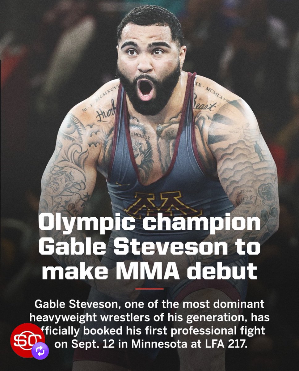 danbeastsevern's tweet photo. What will the future hold for Gable Steveson?  Only time and his drive will tell. Best of luck from The Beast.

#GableSteveson #MMADebut #OlympicChampion #WrestlingToMMA #FutureOfMMA #HeavyweightShowdown #CombatSports #NextBigThing #MMAProspect #LFA217 #MinnesotaFights https://t.co/OR6YZzh94P
