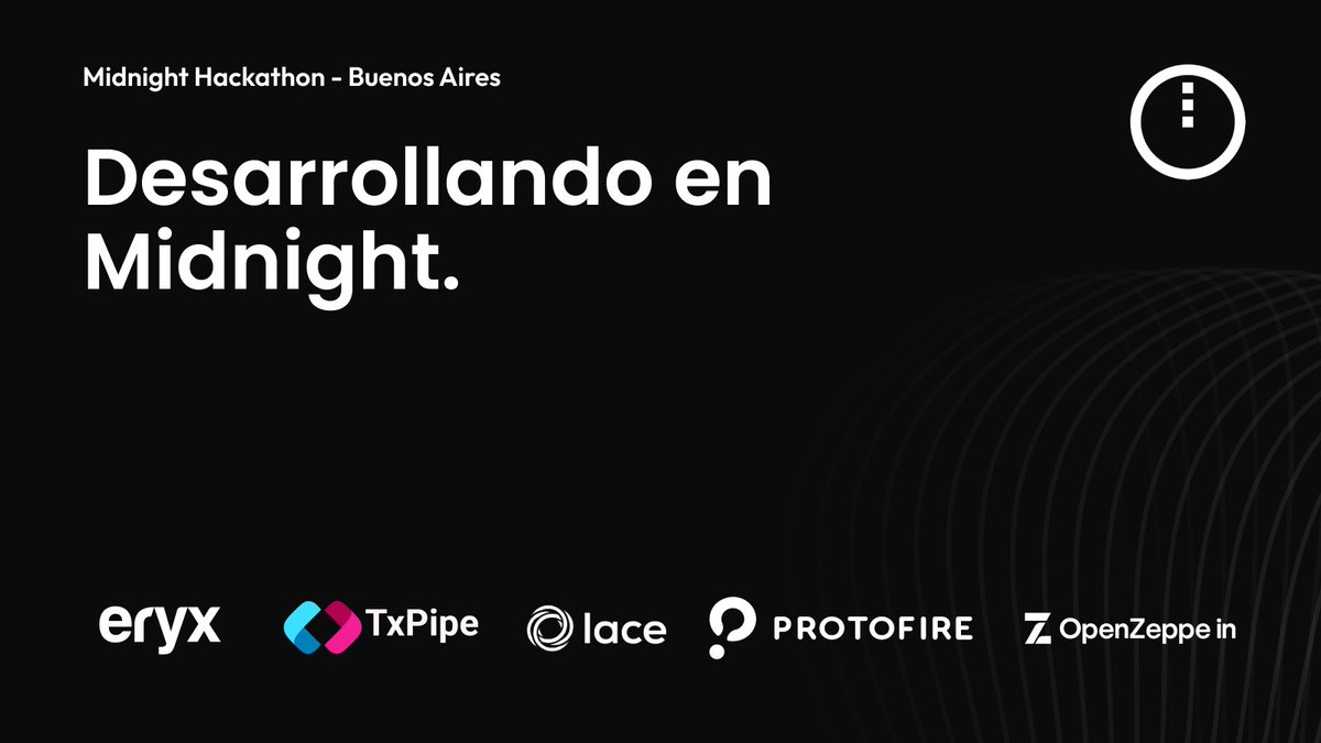 Diegom₳c (@diegomac35) on Twitter photo 👩💻 Todo lo que siempre quisiste saber sobre construir en <a href="/MidnightNtwrk/">Midnight</a>, lo podrás encontrar en el Buenos Aires Hackathon.
💡 Este panel, reúne a los que ya están creando el futuro de la privacidad. <a href="/LucasMacchia2/">Lucas Macchiavelli</a>
<a href="/eryxcoop/">Eryx</a> <a href="/OpenZeppelin/">OpenZeppelin</a> <a href="/txpipe_tools/">TxPipe</a> <a href="/lace_io/">lace.io</a> <a href="/protofire/">Protofire | Token Utility Engineering</a> 👩💻 Todo lo que siempre quisiste saber sobre construir en <a href="/MidnightNtwrk/">Midnight</a>, lo podrás encontrar en el Buenos Aires Hackathon.
💡 Este panel, reúne a los que ya están creando el futuro de la privacidad. <a href="/LucasMacchia2/">Lucas Macchiavelli</a>
<a href="/eryxcoop/">Eryx</a> <a href="/OpenZeppelin/">OpenZeppelin</a> <a href="/txpipe_tools/">TxPipe</a> <a href="/lace_io/">lace.io</a> <a href="/protofire/">Protofire | Token Utility Engineering</a>