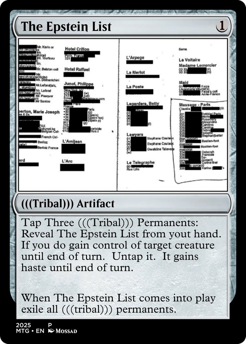 New MTG card leaked for an upcoming Universe Beyond set.

Next card is going to involve The Donald in some fashion.