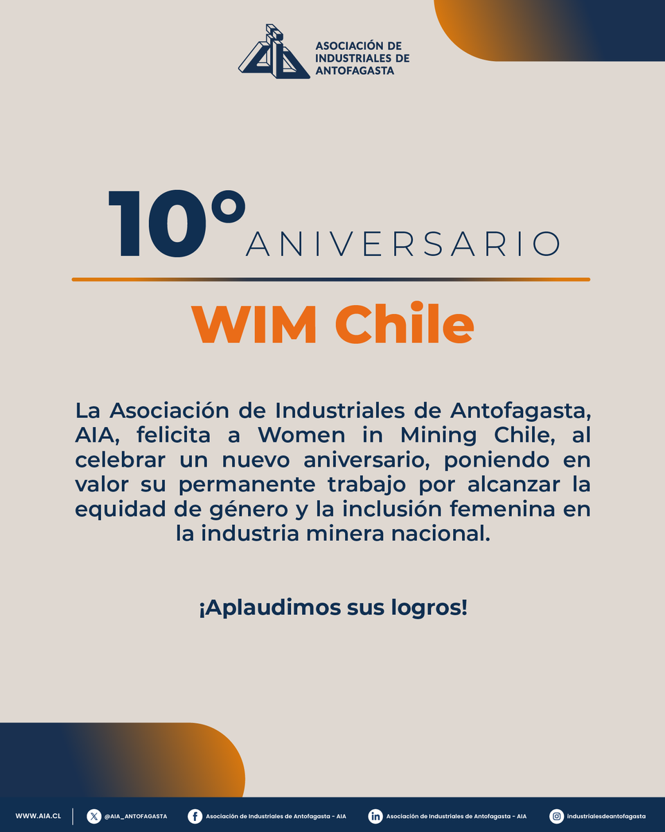 ¡Felicitamos a WIM Chile por este nuevo aniversario!

#AIA #Antofagasta #WIM #WIMChile #EquidadDeGénero