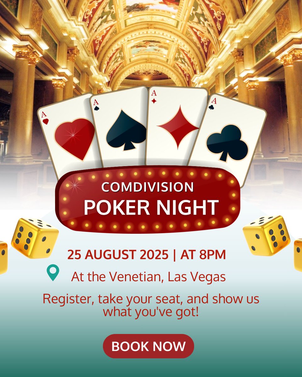 yvessandfort's tweet photo. 🃏 The comdivision Poker Tournament is back at #VMwareExplore 2025!
No buy-in. Real prizes. Full Vegas vibes.
📍 Aug 25 – Las Vegas
🎟️ Pre-register now: https://t.co/NZpcEkjY5F
#yvesexplains #comdivisionPoker #TechNetworking #CloudCommunity #VMwareEvents https://t.co/CLUQTH0LwZ