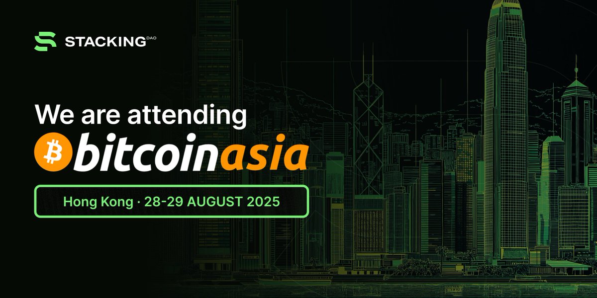 Stacking DAO (@stackingdao) on Twitter photo Stacking DAO team is coming to Hong Kong for <a href="/BitcoinConfAsia/">BitcoinConfAsia</a> from August 28-29!
If you will be at the event, reach out in DMs to connect with the leading DeFi protocol on <a href="/Stacks/">stacks.btc</a>.
We look forward to seeing and hearing from all of you. Stacking DAO team is coming to Hong Kong for <a href="/BitcoinConfAsia/">BitcoinConfAsia</a> from August 28-29!
If you will be at the event, reach out in DMs to connect with the leading DeFi protocol on <a href="/Stacks/">stacks.btc</a>.
We look forward to seeing and hearing from all of you.