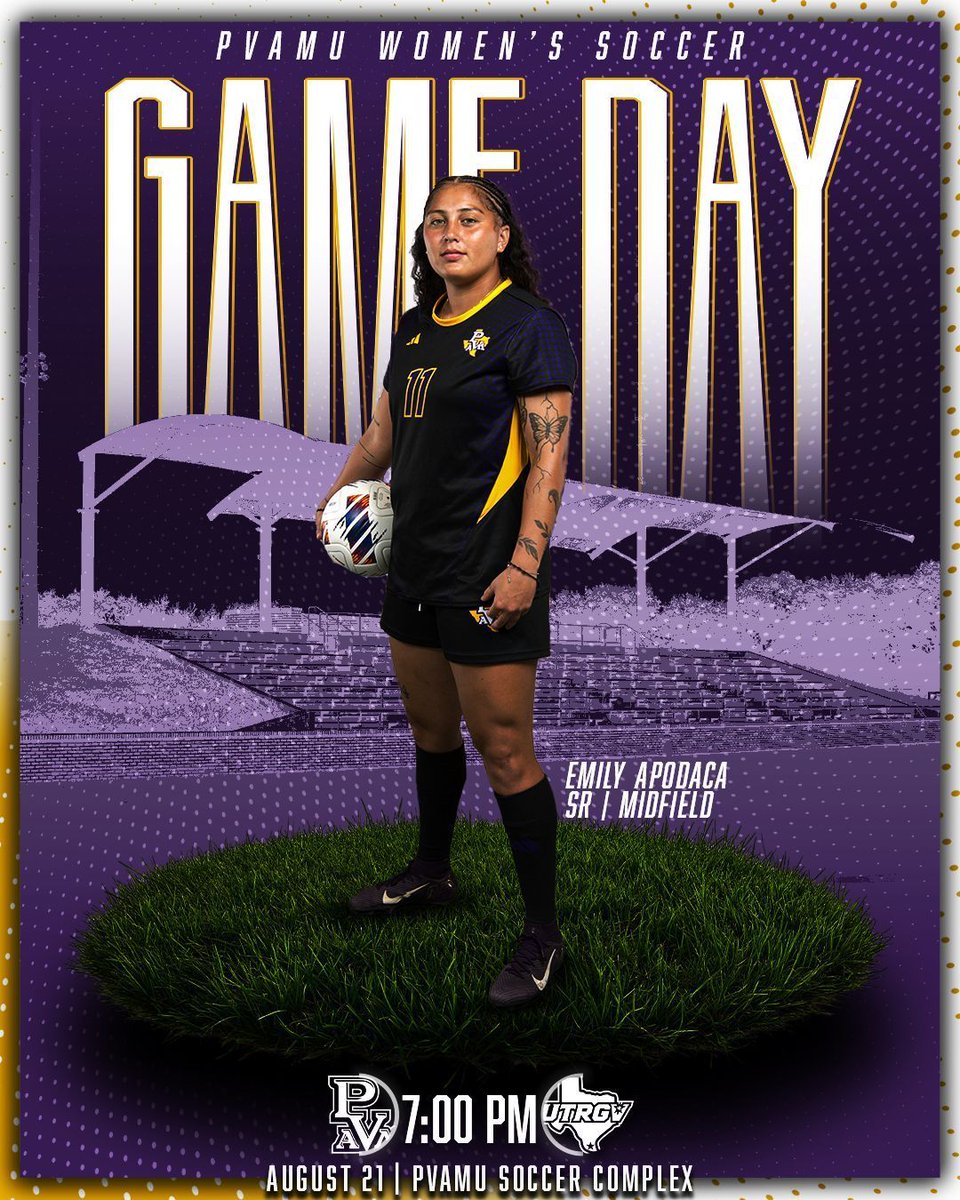 PVAMUSOCCER: ⚽️ GAMEDAY ⚽️
The Lady Panthers are back in action!

📍 PVAMU Soccer Complex
🆚 UTRGV
🗓 Thursday, August 21
⏰ 7:00 PM

Come out and rep the Purple &amp; Gold as we defend home turf! 💜💛

#PVSoccer | #WeArePV | #H2P