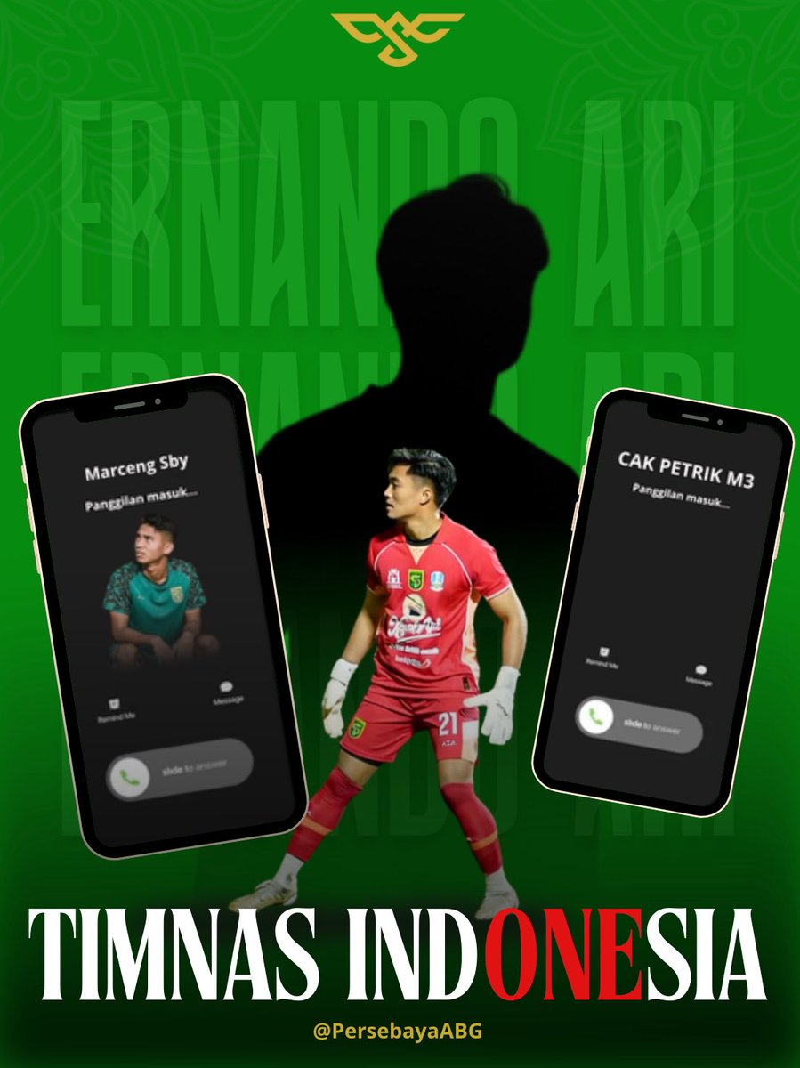 CAK PETRIK CALLING 🤙🏽

PK 🗣️ 
“ERNANDO Iso Teko Kan Pas 
FIFA Matchday September Nanti?”

Nando 🗣️ 
“Iso Coach!
Wong GBT iki Home BaseKu kok”

Marsel 🗣️ 
“Ndo kancani aku
Main Bareng Nak GBT Maneh yo!  
Ndredeg iki main maneh nang ngarepe bonek bonita!”

#PersebayaABG