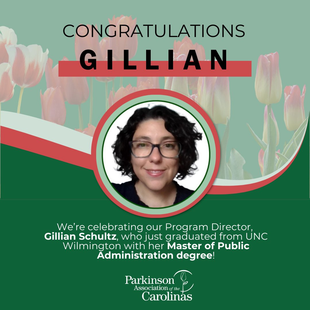 🎓 #PACProud Moment! 🎓
Congrats to our Program Director, Gillian Schultz, on earning her Master of Public Administration (MPA) from UNCW! 💙💛 Your hard work &amp; passion for public service inspire us all. 👏🎉 #UNCW #MPAGraduate #TeamPAC #ParkinsonsAwareness