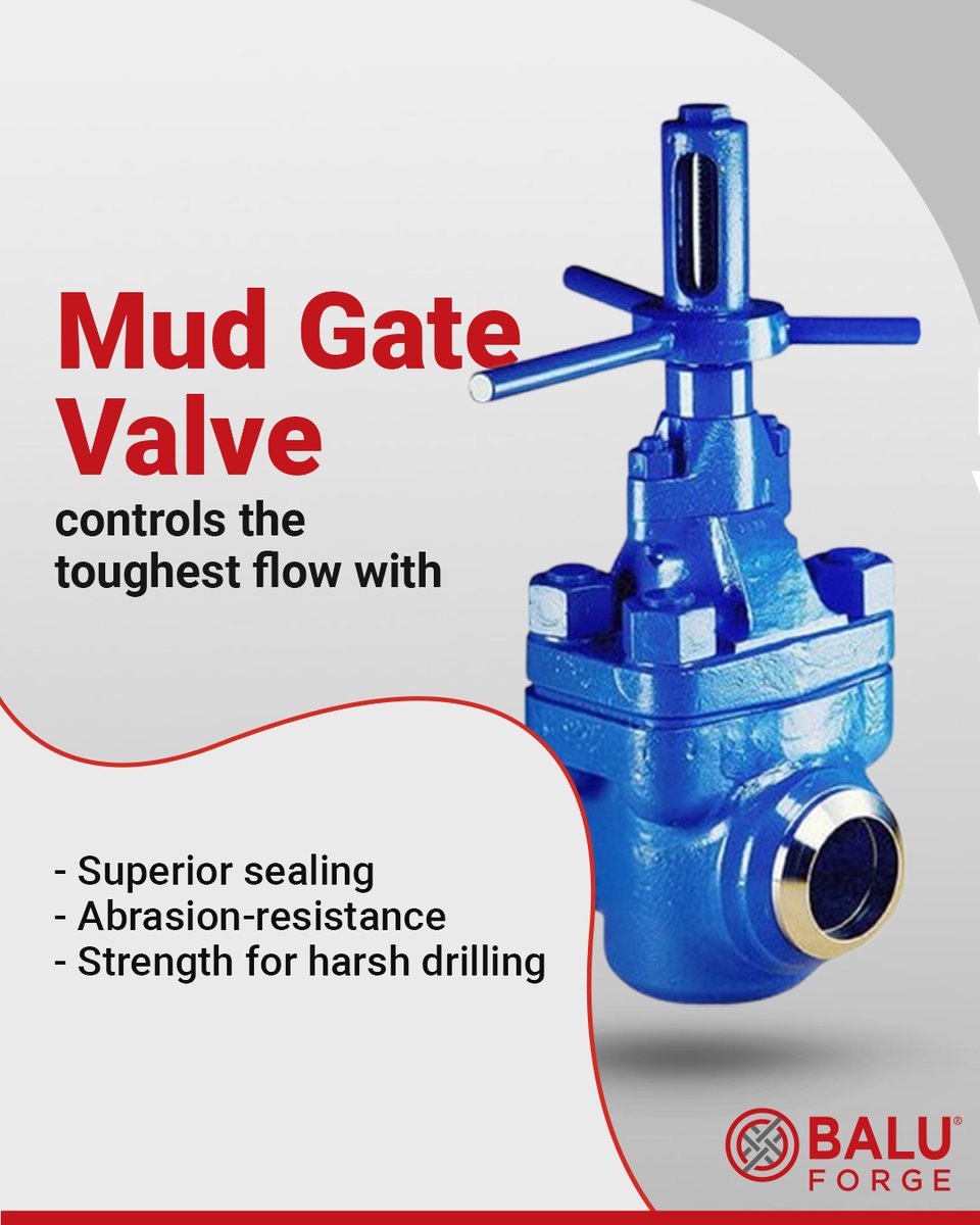 BaluForge's tweet image. In oil and gas drilling operations, managing heavy, abrasive mudflows is critical. Mud Gate Valves are designed specifically for this, ensuring smooth, controlled flow and absolute shut off when needed.
#BaluForge #MudGateValve #PrecisionManufacturing #ForgedForPerformance