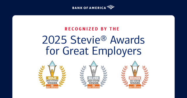 Thrilled to see <a href="/BankofAmerica/">Bank of America</a> recognized with 14 Stevie® Awards for Great Employers this year. It’s so rewarding to be part of a team that values its people and invests in our growth and success. Congrats to everyone who made this possible!
