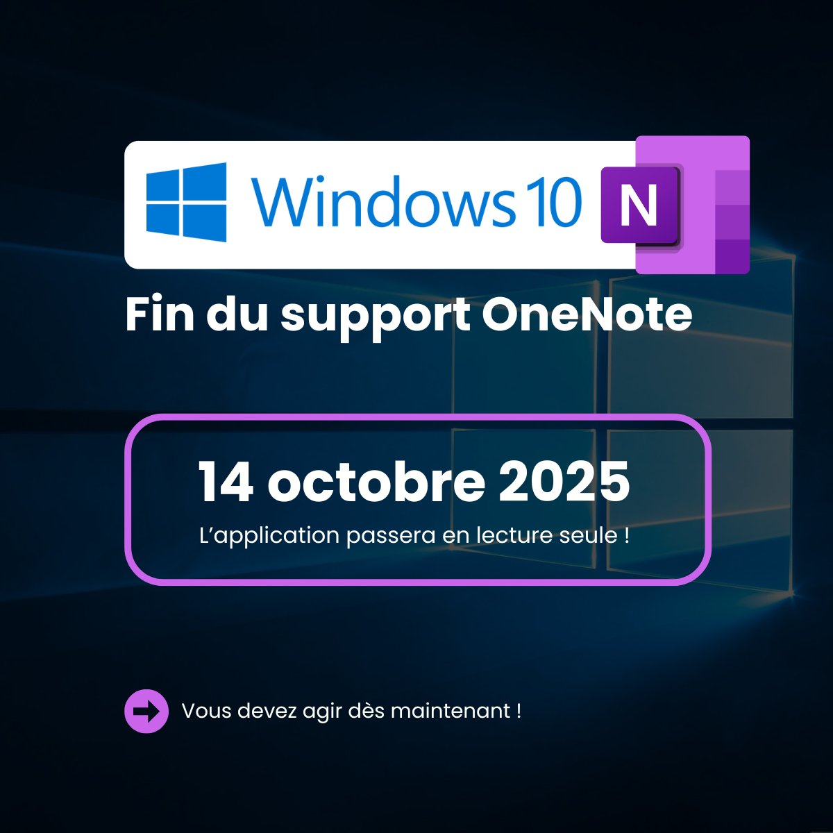 ITConnect_fr's tweet image. 🚨 Fin de vie pour OneNote sur Windows 10

À partir du 14 octobre 2025, l’application OneNote pour Windows 10 passera en mode lecture seule.

✅ Vous devez passer sur OneNote disponible sur le Microsoft Store.

🧷 it-connect.fr/onenote-sur-wi…

#Microsoft #OneNote #Windows10