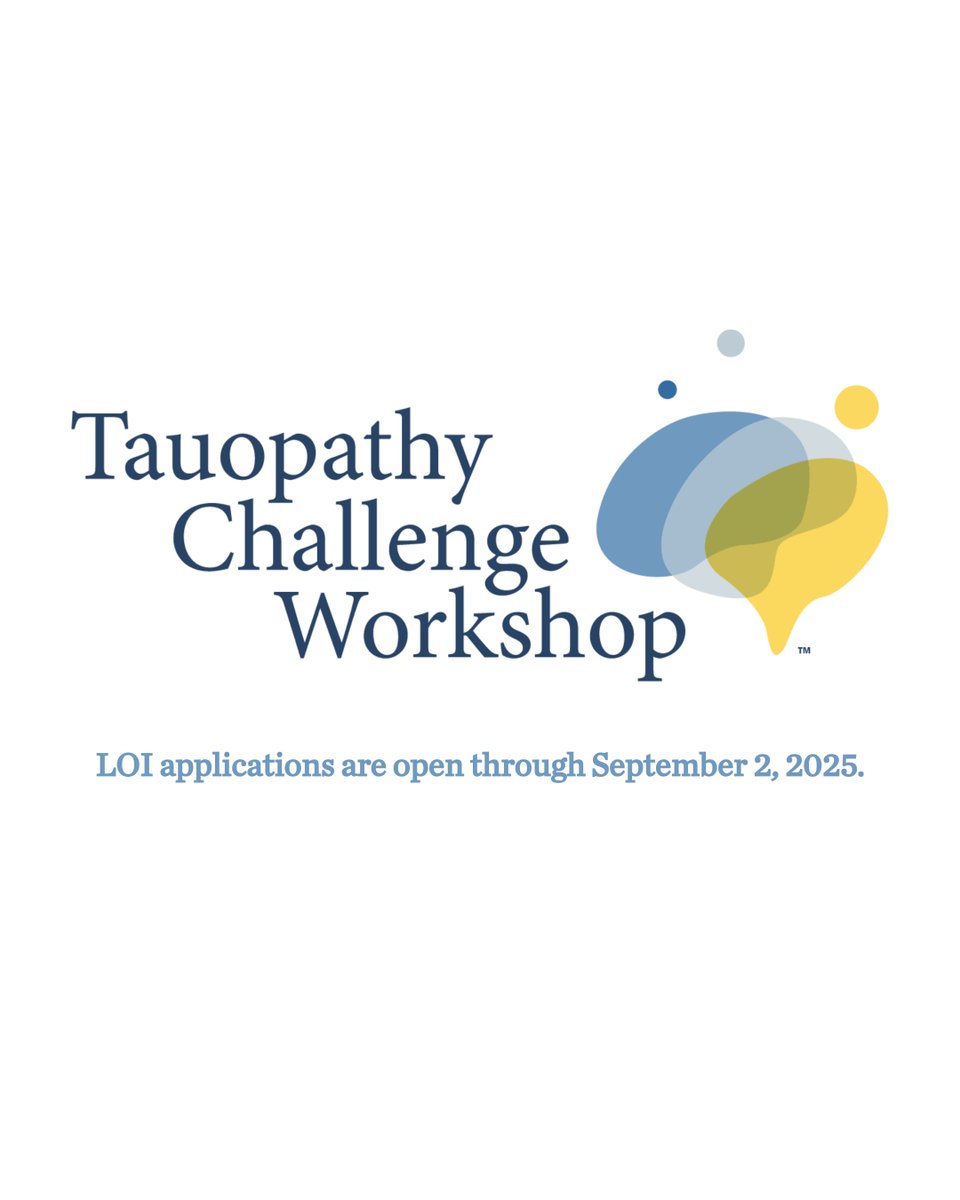 Applications are OPEN for the 2026 Tauopathy Challenge Workshop! 🧠 Submit LOIs by Sept 2, 2025. Focus: tau structure, thermodynamics &amp; interactions with other pathologies. 

Proud to partner with <a href="/RCFNeuro/">The Rainwater Charitable Foundation</a>, <a href="/alzassociation/">Alzheimer's Association</a> &amp; <a href="/aging_mind/">AgingMindFoundation</a>.

🔗 rainwatercharitablefoundation.org/medical-resear…