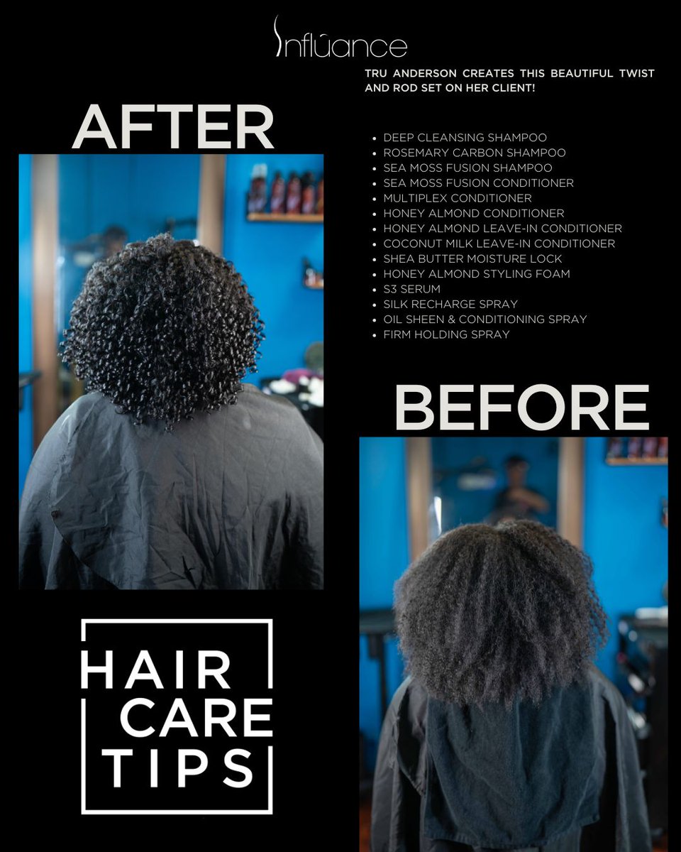 influanceus's tweet photo. We love seeing all of the ways you guys use our products for your clients.

Here's a recap of the products Tru used to achieve her Twist &amp; Rod set on her client!

#influancehaircare1 https://t.co/B91PrKD65h