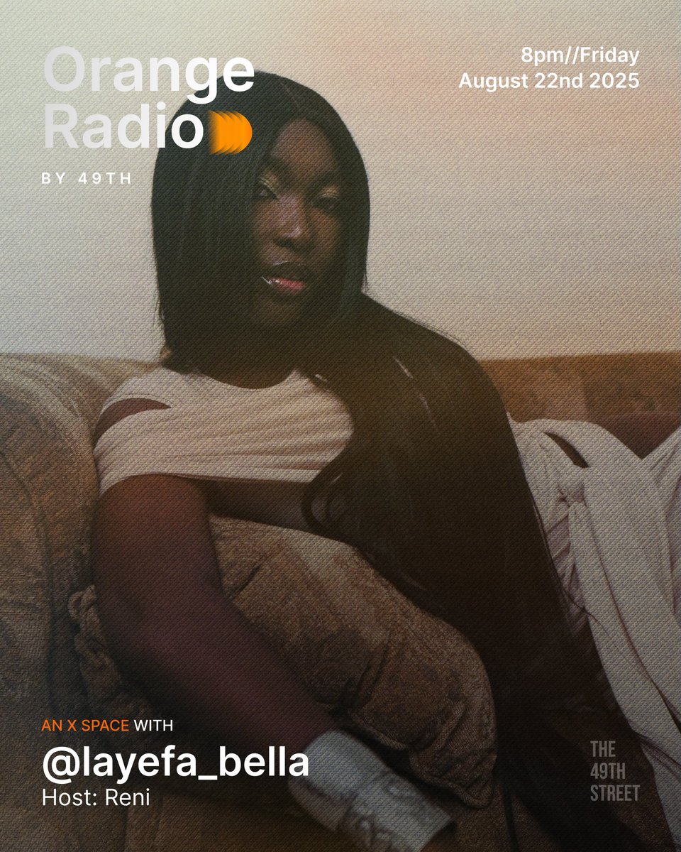 We’ll be live with <a href="/layefa_bella/">Layefa</a> on Orange Radio by 8pm tomorrow.

We’ll be talking about her career, and much more. 

🎙️: <a href="/BigBadReni/">R$.</a>