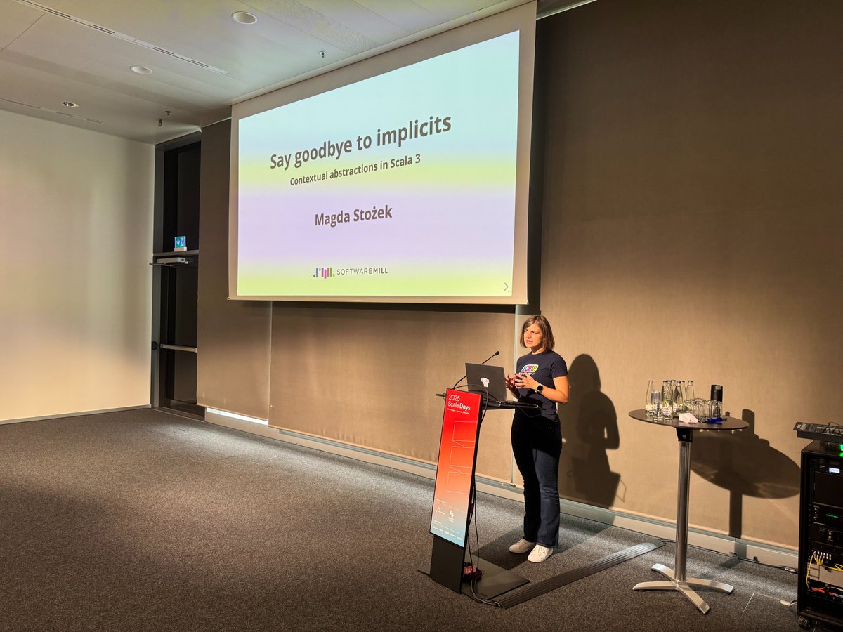SoftwareMill (@softwaremill) on Twitter photo Our <a href="/magdastozek/">Magda Stożek</a> on stage at <a href="/scaladays/">Scala Days</a>! Thank you to everyone who came to hear & learn from our experts!
PS Exciting News Alert! 🎉
We have a big announcement for Scala and the functional programming community today - stay tuned!
#scala #functionalprogramming #devcommunity Our <a href="/magdastozek/">Magda Stożek</a> on stage at <a href="/scaladays/">Scala Days</a>! Thank you to everyone who came to hear & learn from our experts!
PS Exciting News Alert! 🎉
We have a big announcement for Scala and the functional programming community today - stay tuned!
#scala #functionalprogramming #devcommunity