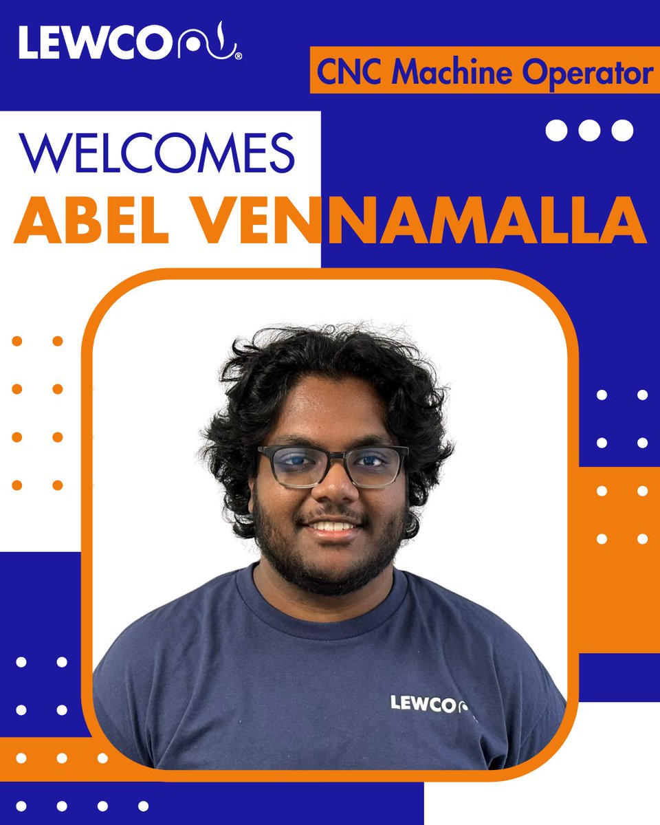 LEWCO_Conveyors's tweet photo. The LEWCO team just got a whole lot brighter! ✨ Please give a warm welcome to Abel Vennamalla! Abel will be working as our newest CNC Machine Operator. We are excited to have him on our team.

#teamwork #opportunity #conveyors #oven #industrial #cncmachineoperator https://t.co/5rFIvucowl