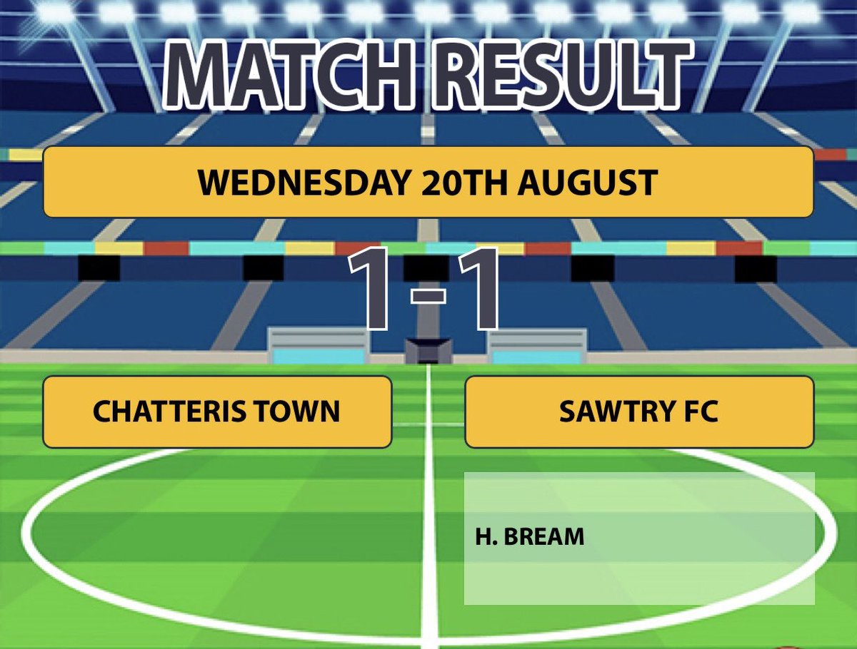 SawtryFC's tweet photo. 🔥Results - 20 Aug🔥

💛⚽️💙

Firsts:

Away v Chatteris Town

FT: 1-1 😐

Goals: H. Bream ⚽️

Reserves:

Away v Huntingdon Town Res

FT: 3-2 😌

Goals: T. Williams ⚽️, L. Wright ⚽️

MoM: Dan Seaman 💪👏

@PDFLUK https://t.co/bueKBx23K7