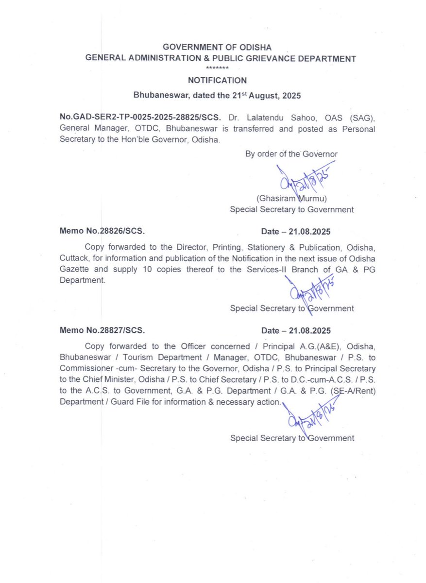 ArgusNews_in's tweet photo. #Bhubaneswar: Dr Lalatendu Sahoo Appointed Personal Secretary to the Governor
#Governor #PersonalSecretary #Appointed https://t.co/PIrERJ0DL8