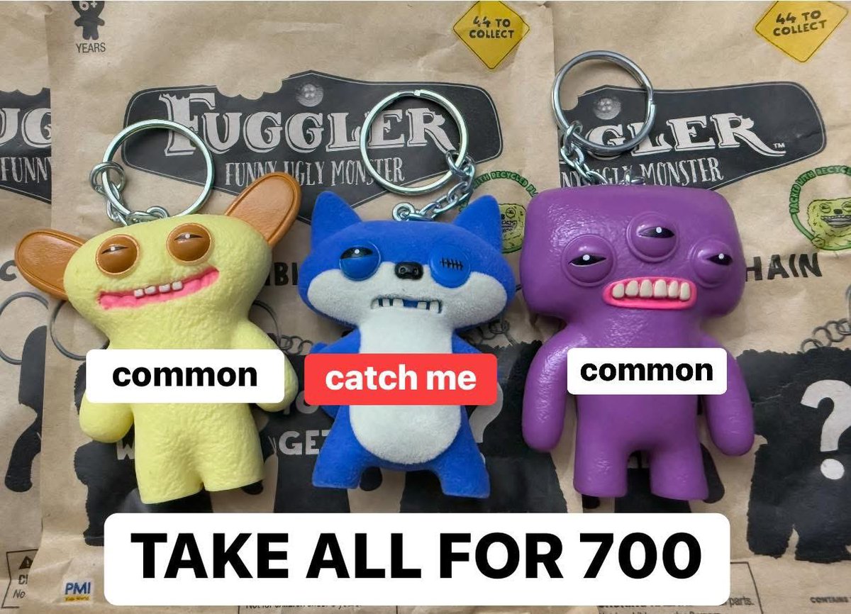 #mncsells
wts lfb ph

FUGGLER COLLECTIBLE KEYCHAIN 

ALL 3 FOR 700

suspicious fox blue (catch me)
grin grin yellow 
annoyed alien purple

Location: Manila
can do meet up / same day delivery / direct j&amp;t