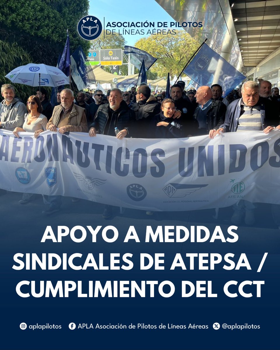 ‼️ 𝗔𝗽𝗼𝘆𝗼 𝗮 𝗺𝗲𝗱𝗶𝗱𝗮𝘀 𝘀𝗶𝗻𝗱𝗶𝗰𝗮𝗹𝗲𝘀 𝗱𝗲 𝗔𝗧𝗘𝗣𝗦𝗔 / 𝗰𝘂𝗺𝗽𝗹𝗶𝗺𝗶𝗲𝗻𝘁𝗼 𝗱𝗲𝗹 𝗖𝗖𝗧‼️

En el marco de la crisis que afecta a toda la industria aeronáutica en nuestro país, expresamos nuestro apoyo a la Asociación Técnicos y Empleados de Protección y