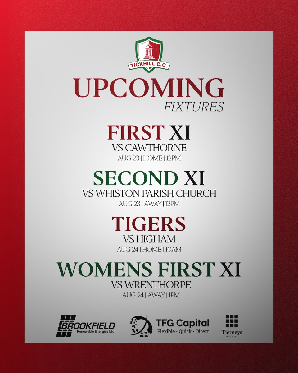 🏏 WEEKEND FIXTURES 🏏