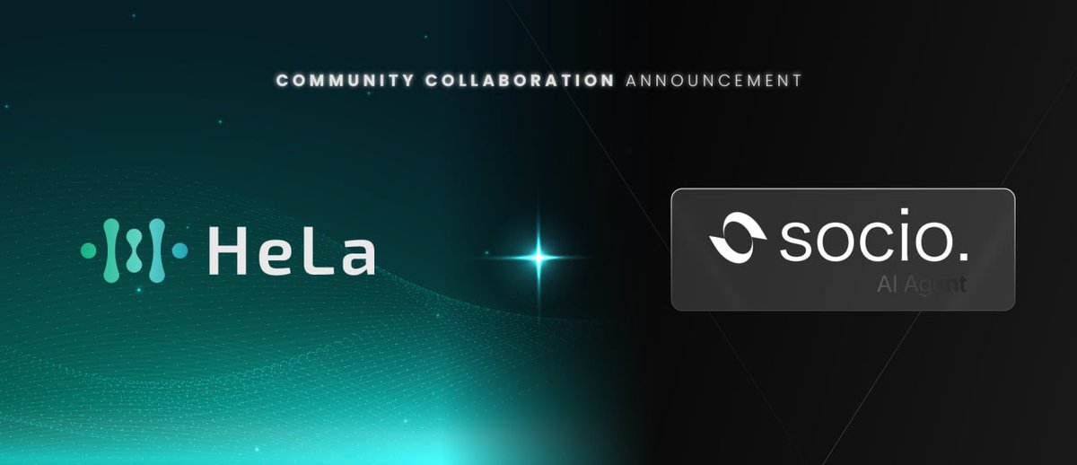 HeLa_Labs's tweet photo. We're thrilled to announce our partnership with @socioagent! 

By combining Socio's personalized social AI agents with Hela's AI-native Layer 1 for human-AI collaboration, we're creating real utility.

Together, we'll unlock smarter, scalable, and accessible blockchain solutions. https://t.co/QbluEvYHdO