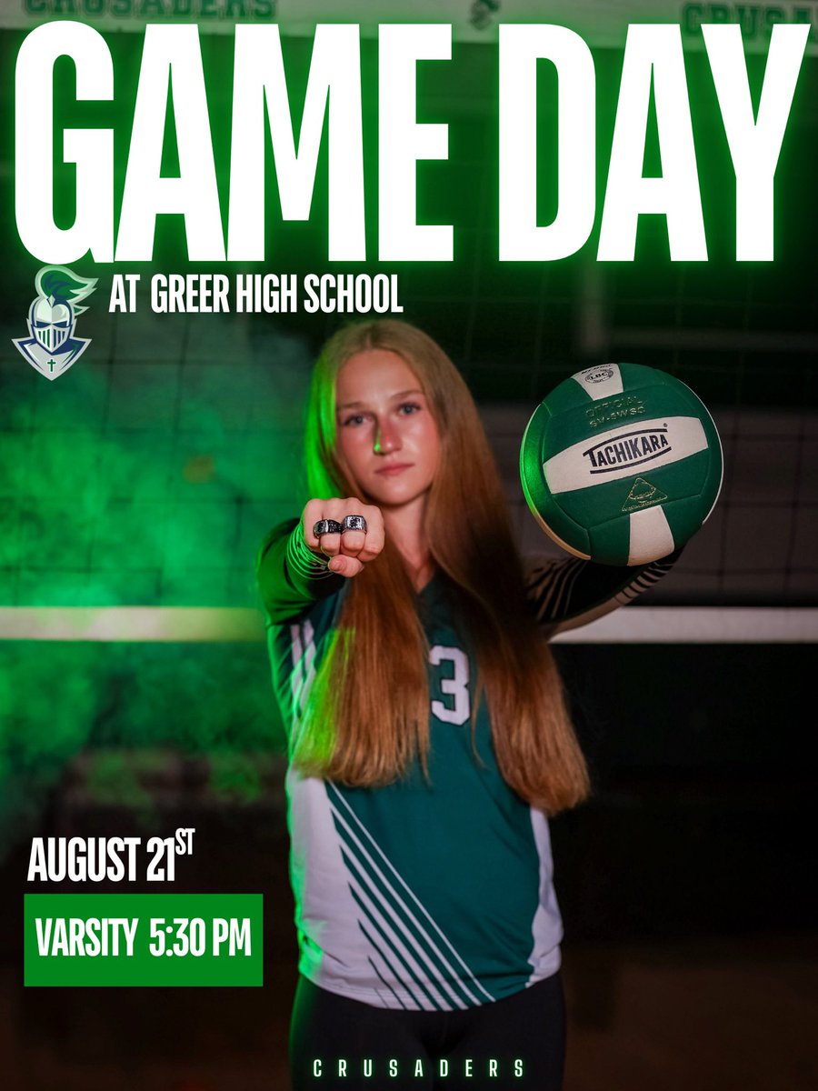 🏐 GAMEDAY!!🏐

The Lady Crusaders (2-0) hit the road to take on Greer High School today at 5:30 PM.  Let’s go Crusaders!