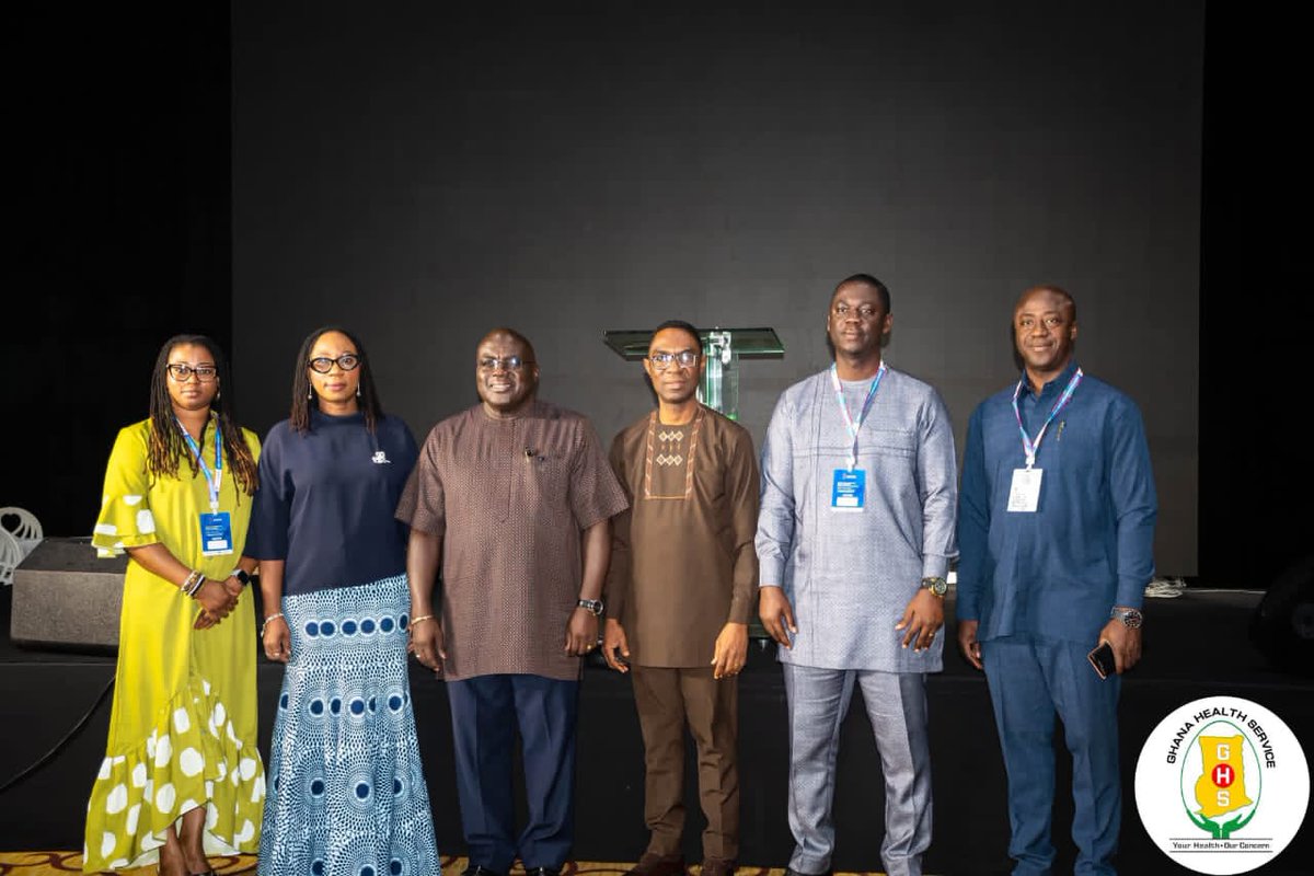 At Chinese-West Africa AI International Conference in Accra. A picture with Hon Julius Debrah, Chief of Staff (3rd from left) and Dr Caroline Amissah (Deputy Director General  GHS (2nd from left).