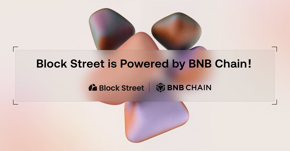 Big news: 
Block Street now builds on <a href="/BNBCHAIN/">BNB Chain</a> , bringing fully on‑chain lending for tokenized stocks.

Powered by BNB Chain, we enable real‑time liquidation (fast finality), ultra‑low gas for arbitrage &amp; hedging, and EVM composability that turns equities into core DeFi