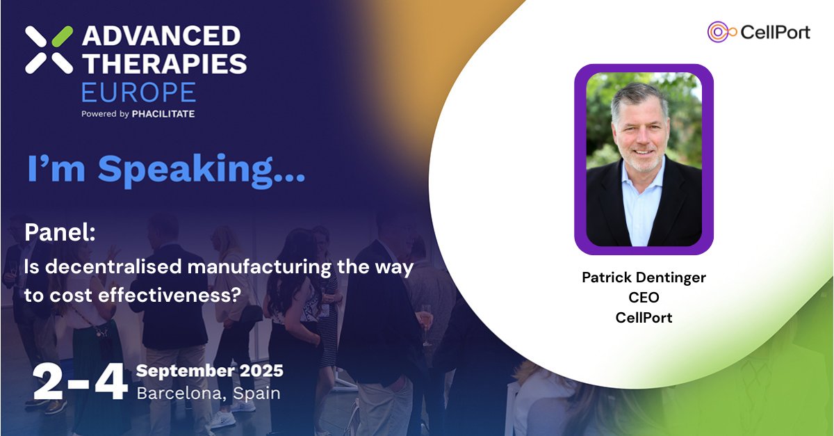 We are excited to be part of Advanced Therapies Europe 2025, September 2–4 in Barcelona. 
Our CEO, Patrick Dentinger, will join the panel “Is decentralised manufacturing the way to cost effectiveness?” on September 3 at 11:00 AM in Theatre 2. We look forward to connecting!