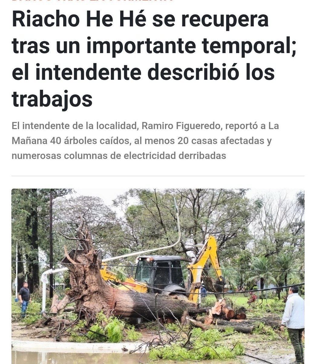 El feroz temporal que azotó el martes a Riacho He Hé dejó un rastro de destrucción que incluye más de 40 árboles caídos, al menos 20 casas afectadas y numerosas columnas de electricidad derribadas.
shre.ink/tbTp