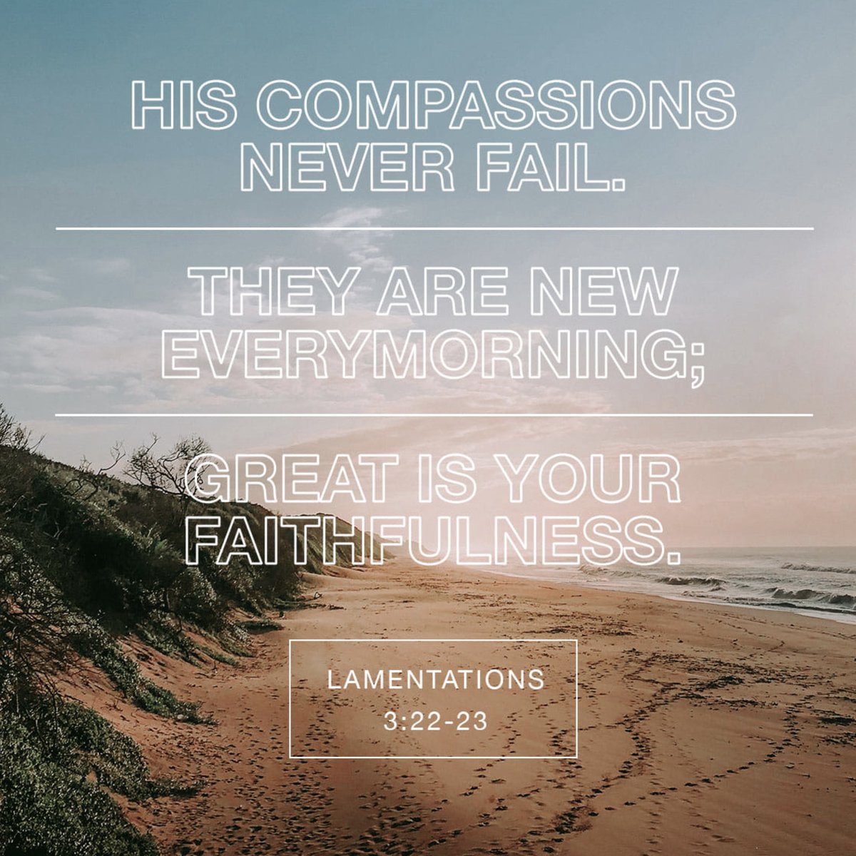 Good morning ☀️

📖 Lamentations 3:22–23 — “Because of the Lord’s great love we are not consumed, for His compassions never fail. They are new every morning; great is Your faithfulness.”

Today is proof, His mercy hits reset overnight. Walk in it fresh, renewed, and unshaken.